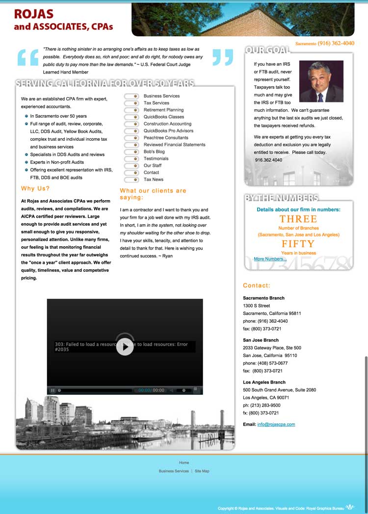 rojas cpa old home page before redesign
